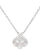 Silver-Tone Cubic Zirconia Spade Mini Pendant Necklace, 16"+ 3" extender
