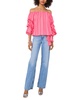Women's Striped Off The Shoulder Bubble Sleeve Tie Front Blouse