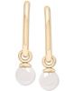 Cultured Freshwater Pearl (5mm) Dangle Small Hoop Earrings in Gold Vermeil, Created for Macy's