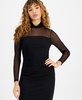 Women's Long-Sleeve Mesh Turtleneck Dress, Created for Macy's 
