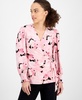 Petite Watercolor-Print Smocked-Cuff Wrap Top