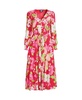 Women's Crepe Button Front Long Sleeve Midi Dress