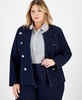 Plus Size Open-Front Collarless Denim Jacket
