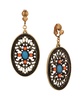 Enamel Large Oval Filigree Clip Earrings