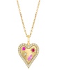 EFFY® Pink Sapphire (1/8 ct. t.w.), Ruby Accent, & Diamond (1/6 ct. t.w.) Heart Halo 18" Pendant Necklace in 14k Gold