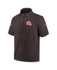 Men's Brown Cleveland Browns Sideline Coach Short Sleeve Hoodie Quarter-Zip Jacket