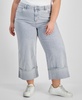 Trendy Plus Size Striped Cuffed Jeans, Exclusively at Macy's