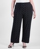 Plus Size Dot-Print Pull-On Wide-Leg Pants