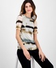 Women's Watercolor-Print Elbow-Sleeve Top
