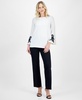 Women's Embroidered Bell-Sleeve Boat-Neck Tunic Top