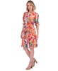 Petite Printed V-Neck Elbow-Sleeve Tie-Waist Dress