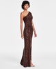 Women's Sequined One-Shoulder Side-Twist Gown