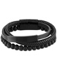 Men's Onyx & Lava Bead Triple Row Braided Leather Bracelet in Black Ion-Plated Stainless Steel (Also in Onyx/Sodalite)