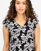 Petite Pleated Flutter-Sleeve V-Neck Top