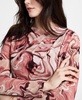 Women's Draped-Neck Swirl-Print Mesh Top, Exclusively at Macy's
