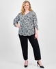 Plus Size Printed Roll-Tab-Sleeve Tunic