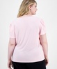 Plus Size Solid Tulip-Sleeve Crewneck Top