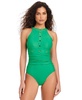 Women's High-Neck Grommet-Detail Swimsuit