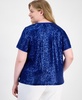 Plus Size Sequin-Embellished Short-Sleeve Top