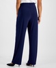Petite Solid Wide-Leg High-Rise Pants