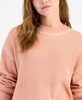 Petite Cotton Whipstitch-Trim Sweater, Exclusively at Macy's