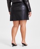 Trendy Plus Size Faux-Leather Zip-Pocket Mini Skirt, Created for Macy's 