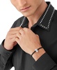 Men's Enigma Crystal Skull Black Leather Bracelet in Stainless Steel