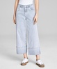 Women's Striped-Denim Cuffed Wide-Leg Jeans, Exclusively at Macy's