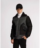 Men's Sebonack Quilted Denim-Look Bomber Jacket with Fold-Over Ribbed Collar