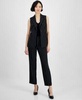  Klein Women's Pinstripe Sleeveless Single-Button Blazer & Mid-Rise Pull-On Pants