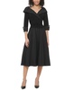 Petite 3/4-Sleeve Portrait-Collar Fit & Flare Dress