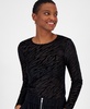 Women's Burnout Velvet Long-Sleeve Crewneck Top, Created for Macy's