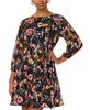 Women's Printed Tie-Waist Long-Sleeve Chiffon Dress