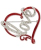 Silver-Tone Pavé Love Script Red Heart Pin