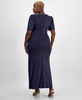 Plus Size Metallic-Knit Surplice-Neck Gown