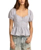 Women's Cotton Puff-Sleeve Peplum Top