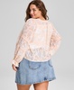 Plus Size Pleated-Front Bell-Sleeve Blouse