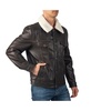 Aaron Mens Fitted Trucker Jacket Sherpa Collar Faux Leather Casual Coat