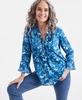 Petite Pintuck Long-Sleeve Top, Exclusively at Macy's 