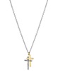 Cubic Zirconia Double Cross Pendant Necklace in Sterling Silver & Gold-Plate, 16" + 2" extender, Created for Macy's