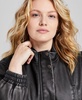 Trendy Plus Size Faux-Leather Bomber Jacket, Created for Macy's