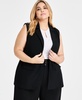 Trendy Plus Peak-Lapel Open-Front Long Vest, Exclusively at Macy's