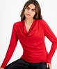 Petite Long-Sleeve Knit Cowlneck Top, Created for Macy's