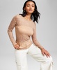 Women's Floral Crewneck Long-Sleeve Mesh Top, Exclusively at Macy's 