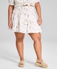 Plus Size Smocked-Waist Floral-Print Mini Skirt, Exclusively at Macy's