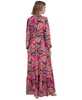 Women's Printed Tie-Waist Blouson-Sleeve Maxi Dress