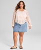 Plus Size Pleated-Front Bell-Sleeve Blouse