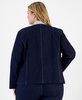 Plus Size Open-Front Collarless Denim Jacket