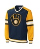 Men's Navy Milwaukee Brewers Yardline V-Neck Pullover Windbreaker