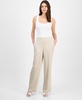 Women's Crinkled Satin Pull-On Wide-Leg High Rise Pants